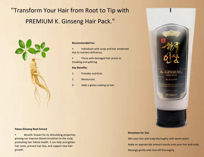 Dr.Smart K-Ginseng Hair Pack 6.76fl.oz/200ml