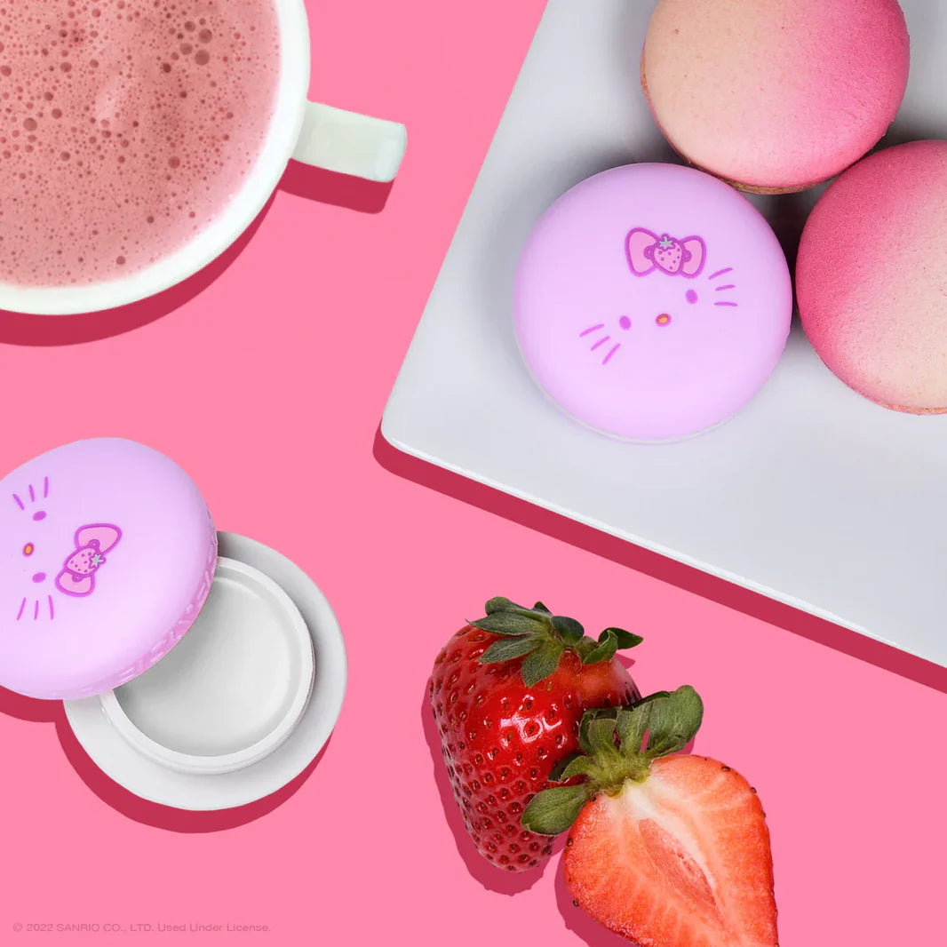 The Crème Shop x Hello Kitty Macaron Lip Balm - Strawberry Rose Latte