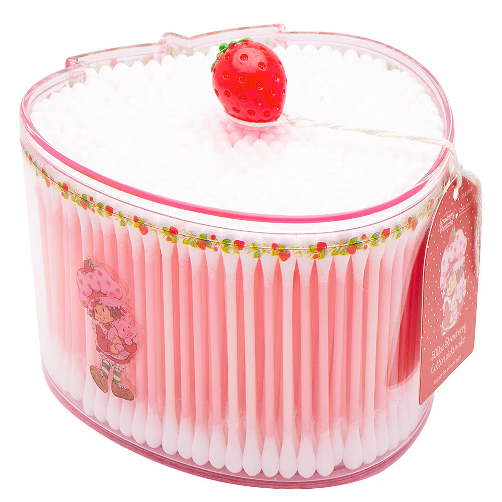 500 PC STRAWBERRY COTTON PICKS W JAR