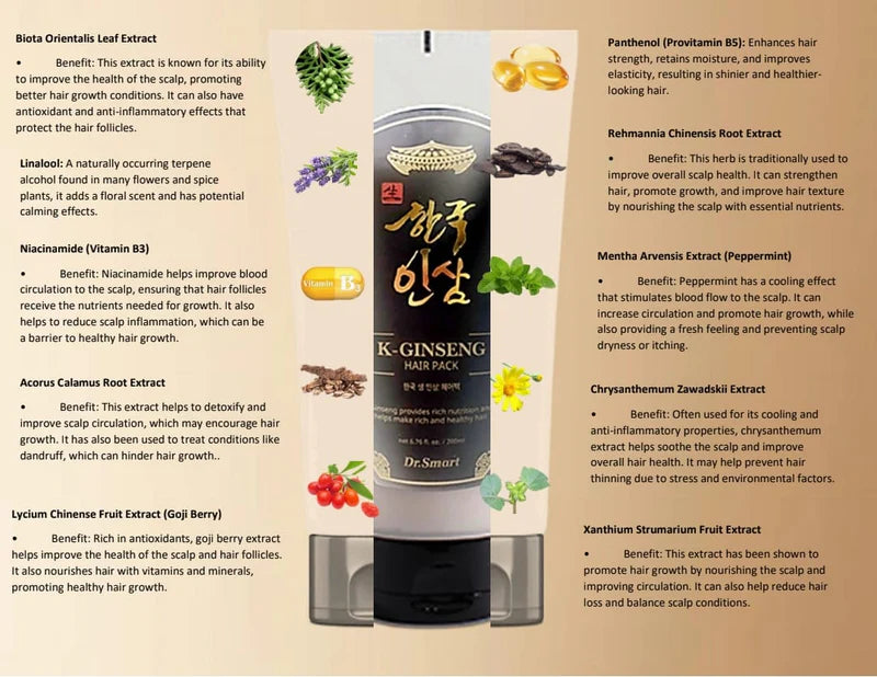 Dr.Smart K-Ginseng Hair Pack 6.76fl.oz/200ml