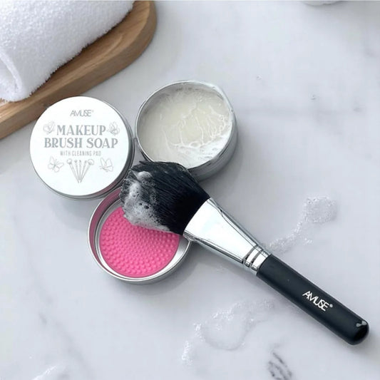 Amuse Makeup Brush Soap with Cleaning Pad