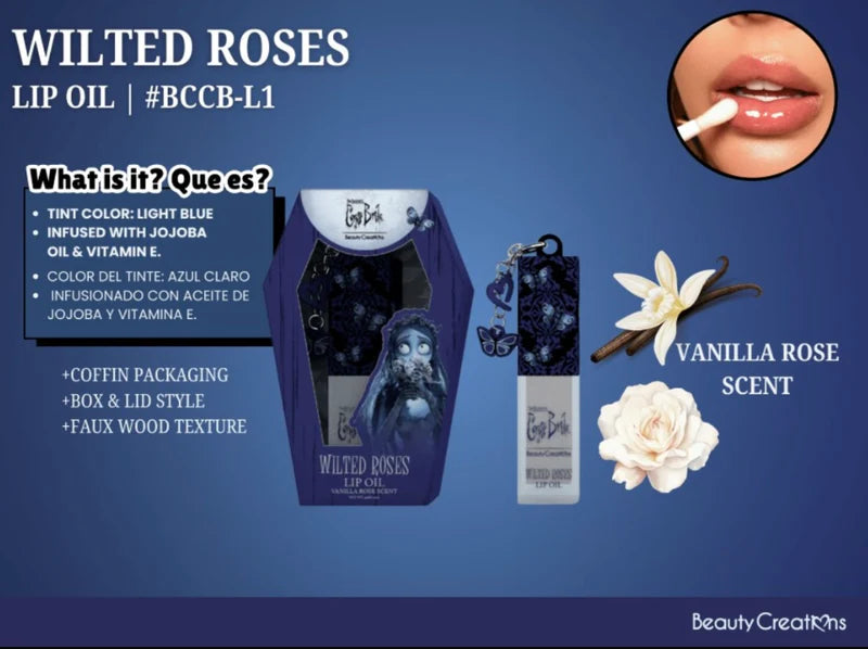 TIM BURTON'S CORPSE BRIDE X BEAUTY CREATIONS WILTED ROSES TINTED LIP OIL